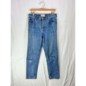 Everlane Women's Blue The Cheeky High Rise Denim Straight Jeans Size 28